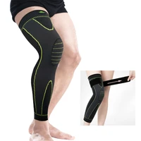 hot elastic yellow green stripe sports lengthen knee pad leg sleeve non slip bandage compression leg warmer for men and women