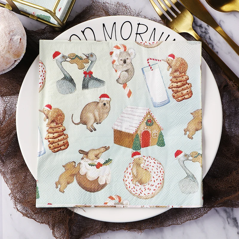 Рождественские цветные салфетки Рождественская одежда товары для кенгуру коала