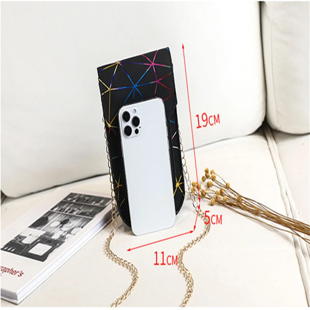 

Mobile Phone Bag Ladies Color Rhombus Shoulder Bag 2021 Summer And Autumn New Product Cover Type Lock Chain Square Bag
