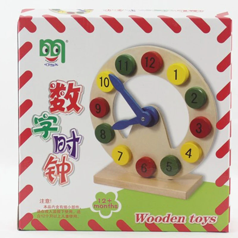 

Moon Clock Building Blocks Wood Children Time Cognitive Toy Color Wooden Preschool Learning Toy with Numbers