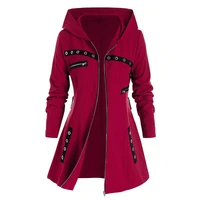 women winter clothes coat belted pocket jacket ladies coat hooded outwear zipper femme vintage long coats plus size l 5xl d30