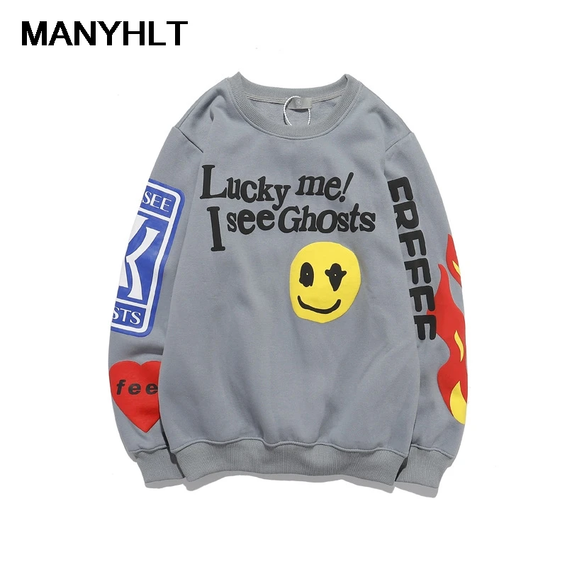 

Spring And Autumn New Men's Smiling Face Foam Printing Round Neck Sweater Men And Women Hip-hop Plus Velvet Casual Jacket