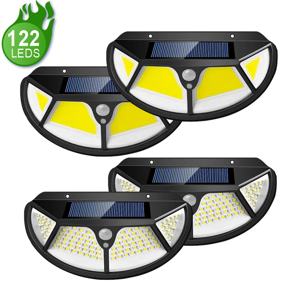 

LED Sunlight Spotlights PIR Solar Powered Motion Sensor 102 LEDs Wall Lamp 122 COB Solar Light Outdoor Garden Decoration