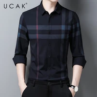 ucak brand streetwear long sleeve shirt men clothes spring autumn new arrival casual turn down collar plaid shirts homme u6165