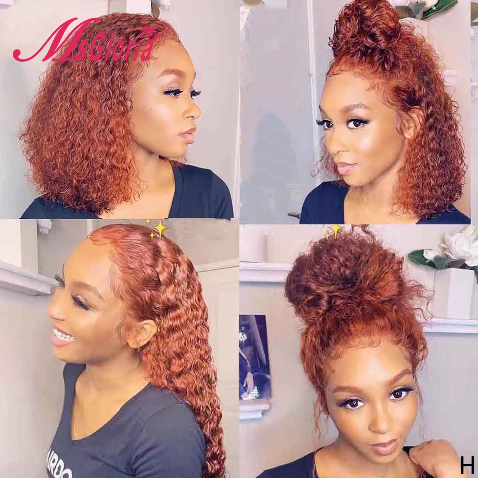 Кудрявые человеческие волосы для женщин кудрявые оранжевого имбиря плотность 150%