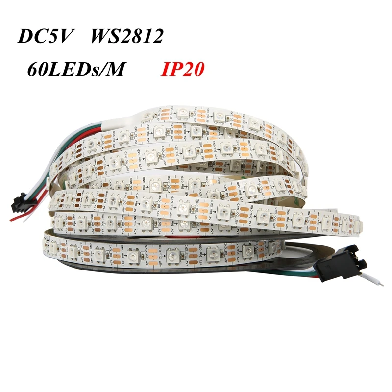 

NEW Dream Colour 5M 60led/M 300Leds WS2812B ws2812 2812 WS2812 IC 5050 RGB LED Strip Light IP20 IP65 IP67 Waterproof DC 5V 4PIN