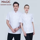 Высококачественная Белая рубашка для шеф-повара, двубортная, унисекс, форма повара ресторана, Комбинезоны для кейтеринга, куртка для шеф-повара с коротким рукавом