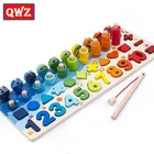 Обучающие деревянные игрушки QWZ по методике Монтессори для детей, доска для математики, для рыбалки, подходящая Цифровая форма, подходит для раннего развития, игрушка