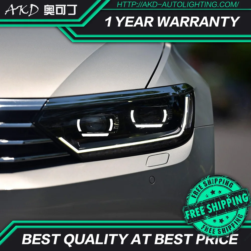AKD tuning cars Headlight For VW Passat B8 Eur Verson Headlights LED DRL Running lights Bi-Xenon Beam Fog angel eyes Auto | Автомобили и