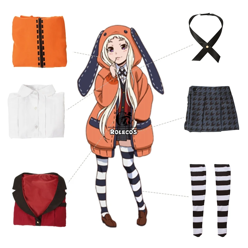ROLECOS аниме Kakegurui Косплей Костюм компульсивный игрок Yomoduki Runa косплей школьная
