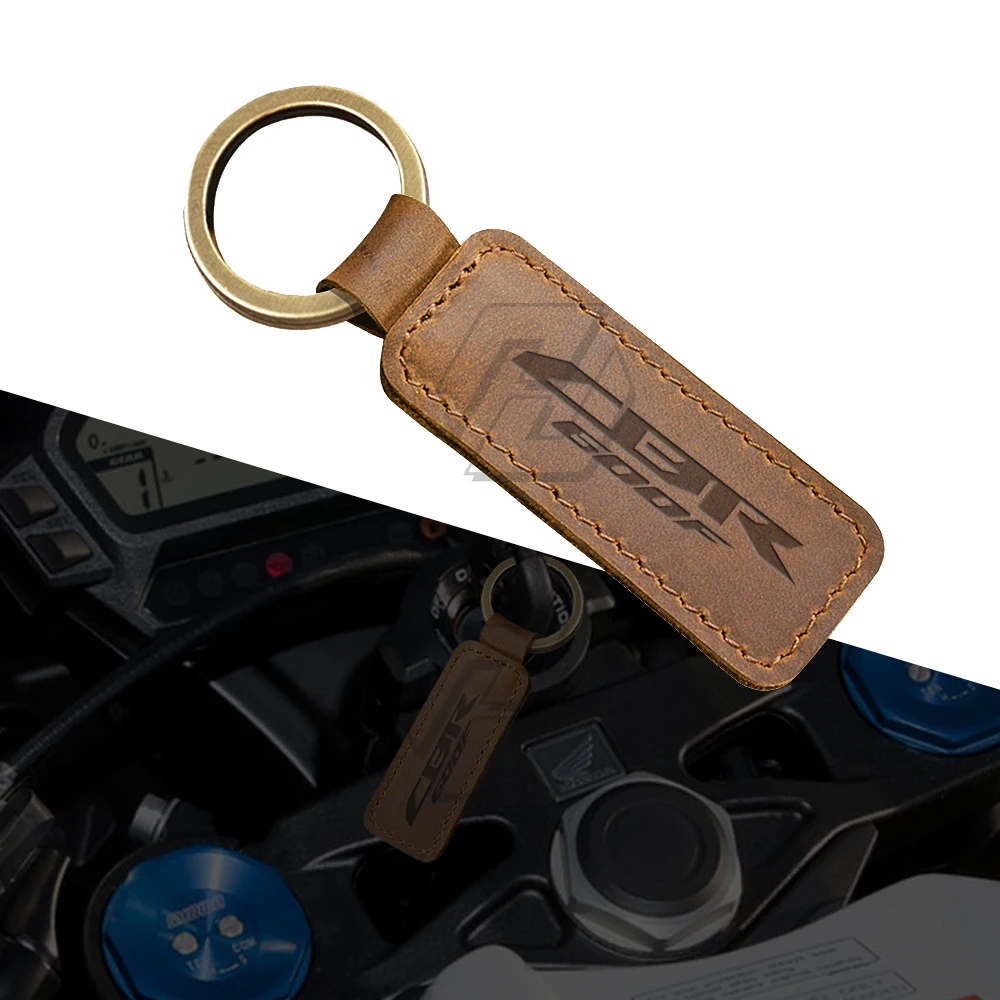 

Motorcycle Keychain Cowhide Key Ring Case for Honda CBR600F CBR 600F Motorbike Key