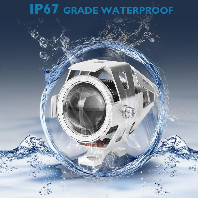 Светодиодный мотоциклетный прожектор для фар U7 2x125 Вт мигающий ангельский глаз и