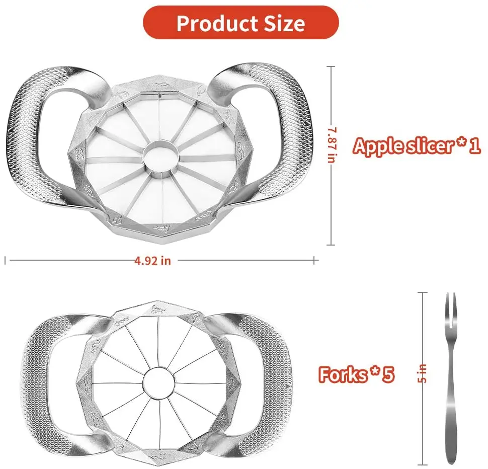 Нож для резки яблока 12 ломтиков из нержавеющей стали 5 вилок груши манго томатов