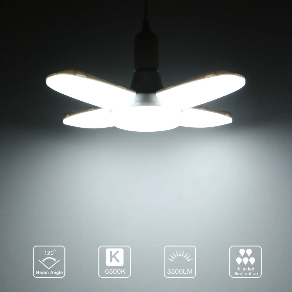 

Ceiling Lamp Deformable Super Bright Folding Fan Four Leaf Bulb Lamp Worklight Home Garden Tool LED Bulb
