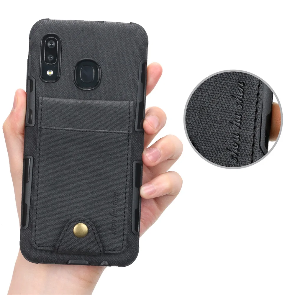 A505 Canvas Shockproof Case for Samsung m10 m20 m30 A10 A20 A30 A50 A70 2019 Card Holder Wallet Flip Silicone Cover Buckle Funda |