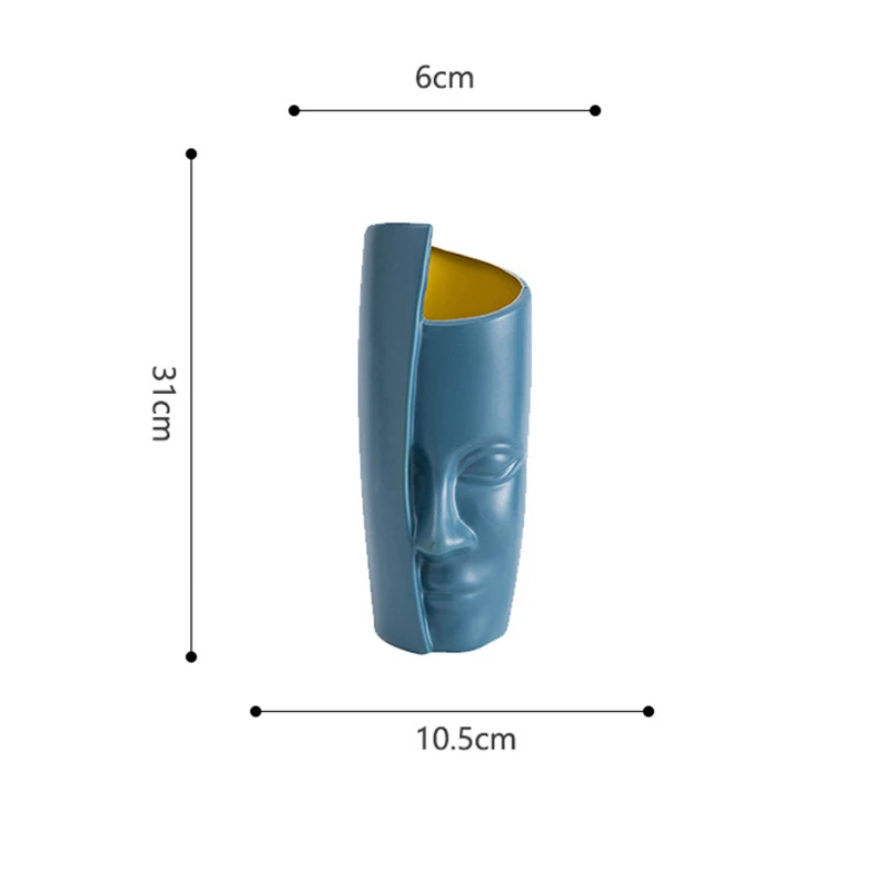 

European Creative Human Face Vase Home Decor Bedroom Living Room Plastic Unbroken Hydroponic Flower Arrangement Vase
