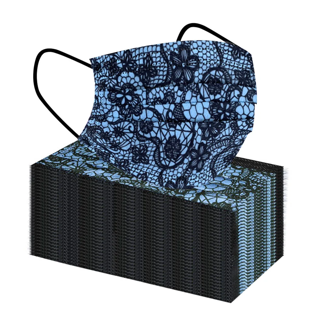 Masque 50 шт. взрослых Модное кружевное одноразовая защита три Слои дышащая уход за