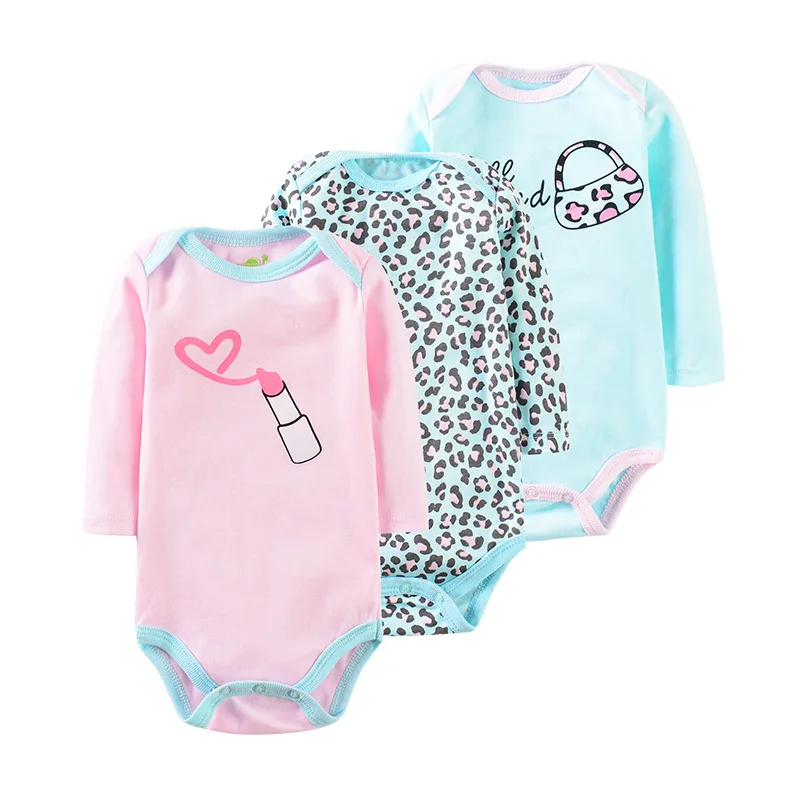 

3PCS/Lot Newborn Bodysuit Cotton Long Sleeve Newborn Clothes One-Piece Baby Bodysuit New Born 0-12M Girl Boy Baby Clothes