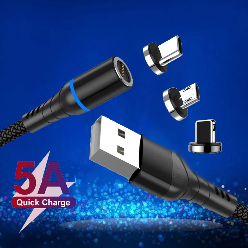 

Universal Magnetic 3 in 1 Cable 5A Quick Charge Smart Phone Micro USB Type C Date Cord For iPhone 12 11 Pro Max Xiaomi 11 Huawei