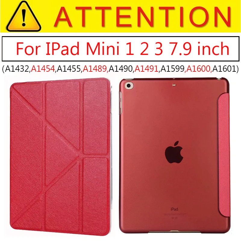 Mini1 2 3 Red Умный чехол для ipad Mini4 ультра тонкий из искусственной кожи чехол+ PC полупрозрачный чехол для Apple ipad mini 4 3 2 1 7,9 дюймов - Цвет: Mini1 2 3 Red