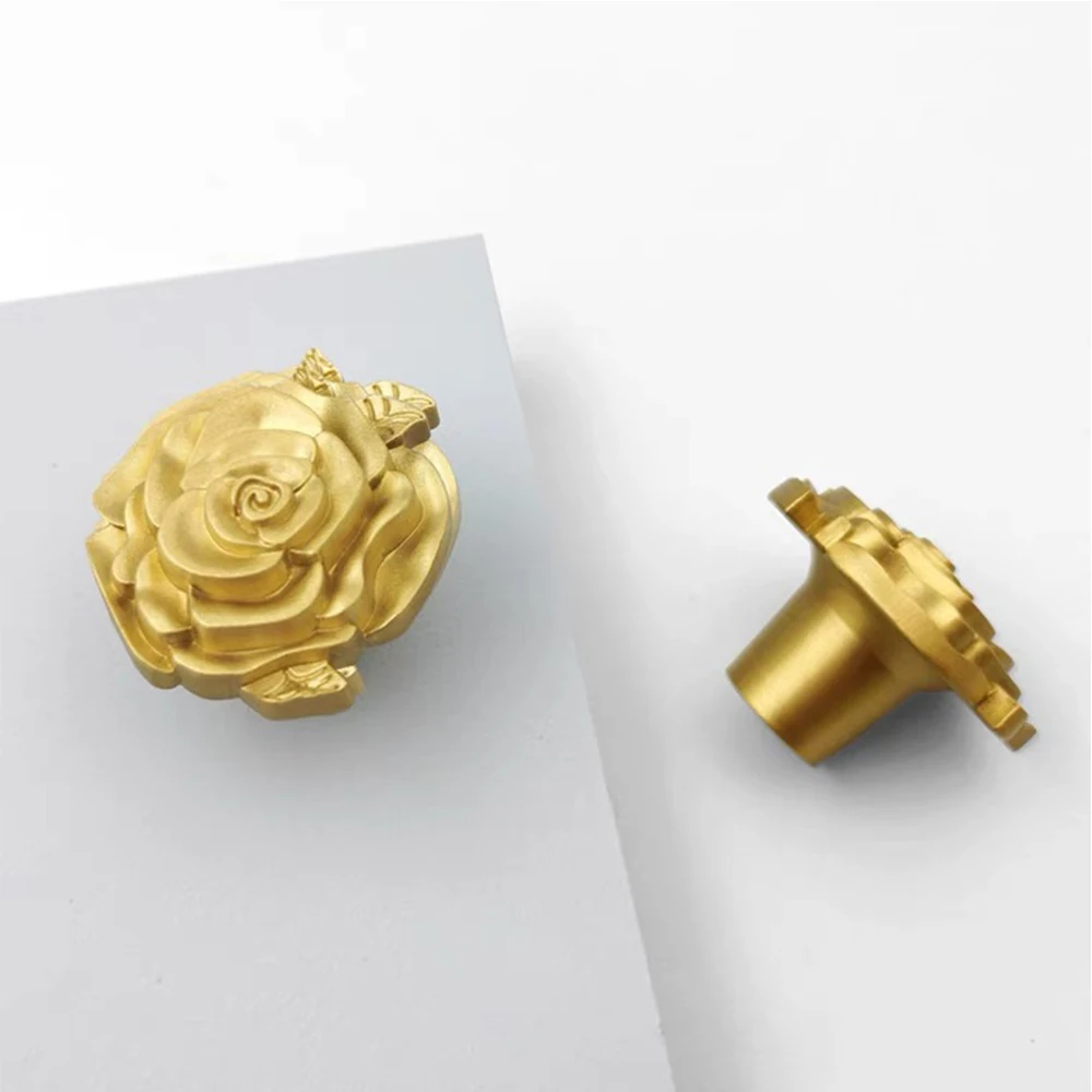

Rose Furniture Cabinet Handles Modern Cupboard Door Knob Drawer Pulls Solid Brass For Christmas Home Renovation And Improvement