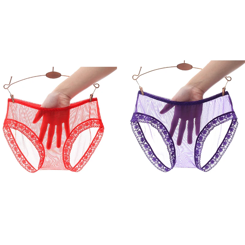 red puple Сексуальные трусики, женское нижнее белье, супер прозрачные Бесшовные стринги, Женские стринги, кружевное нижнее белье, женские трусы, трусики M L XL 1/2 шт - Цвет: red puple