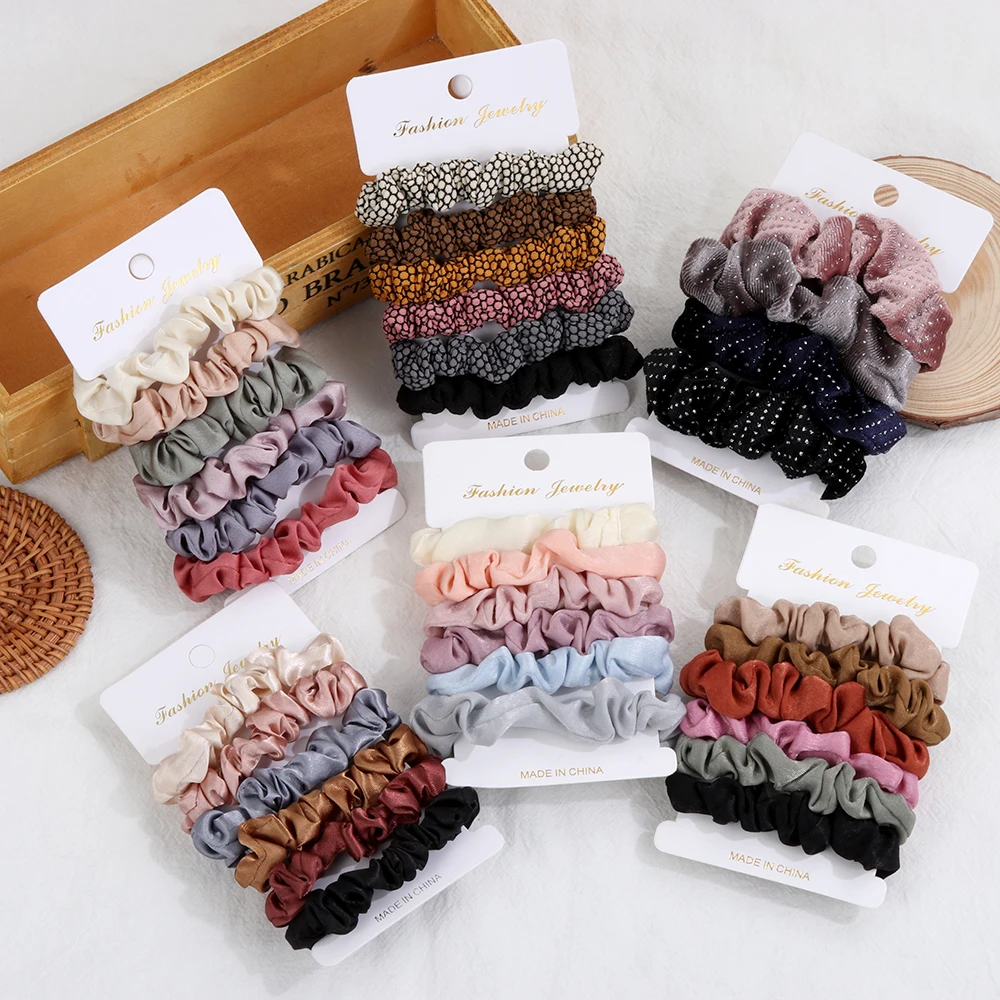 Модные Шелковые бархатные резинки для волос 4/6 шт./компл. эластичные подходящие