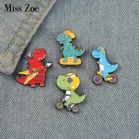 rock young dinosaur enamel pins our life cute bag brooch lapel badge cartoon jewelry gift for kids friends