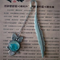 vintage luminous metal bookmark fluorescent silver copper feather shape owl bookmarks creative gift cute school supply bookmarks