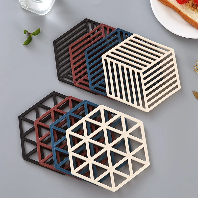 

Silicone Tableware Insulation Mat Coaster Hexagon Silicone Mats Pad Heat-insulated Bowl Placemat Home Table Decor Kitchen Tools