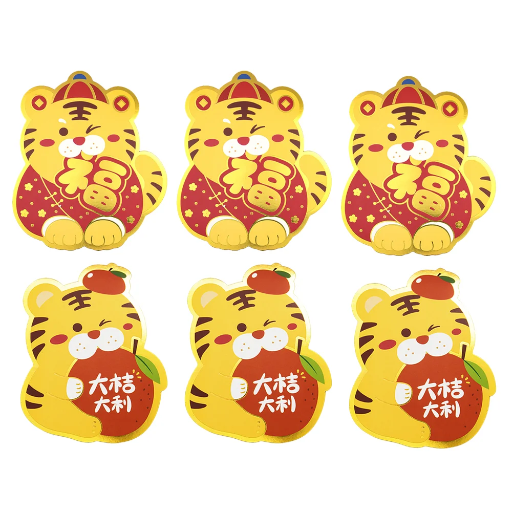 

6 шт. креативные красные пакеты 2022 китайские новогодние красные карманы бумажные красные конверты