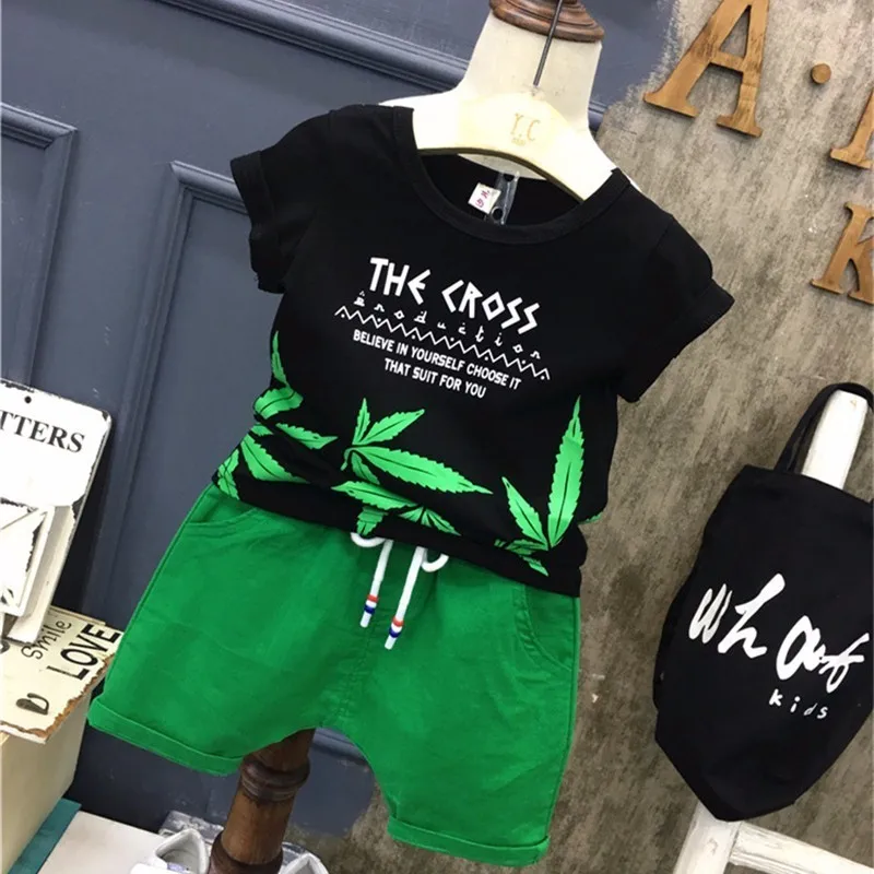 New Fashion Boy Girl Clothing Summer Children Kids Printed T-Shirt Shorts 2Pcs/Sets Toddler Leisure Suits Baby Cotton Tracksuits | Детская
