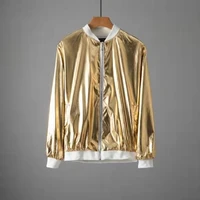 autumn gold and silver bright reflective baseball suit trend slim fit jacket mens jacket clothes large mens wear