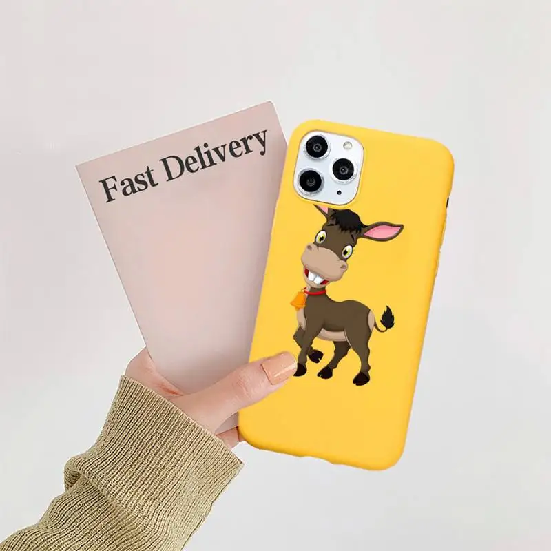 

horse Donkey cute animal shell Phone Case Candy Color for iPhone 6 7 8 11 12 s mini pro X XS XR MAX Plus