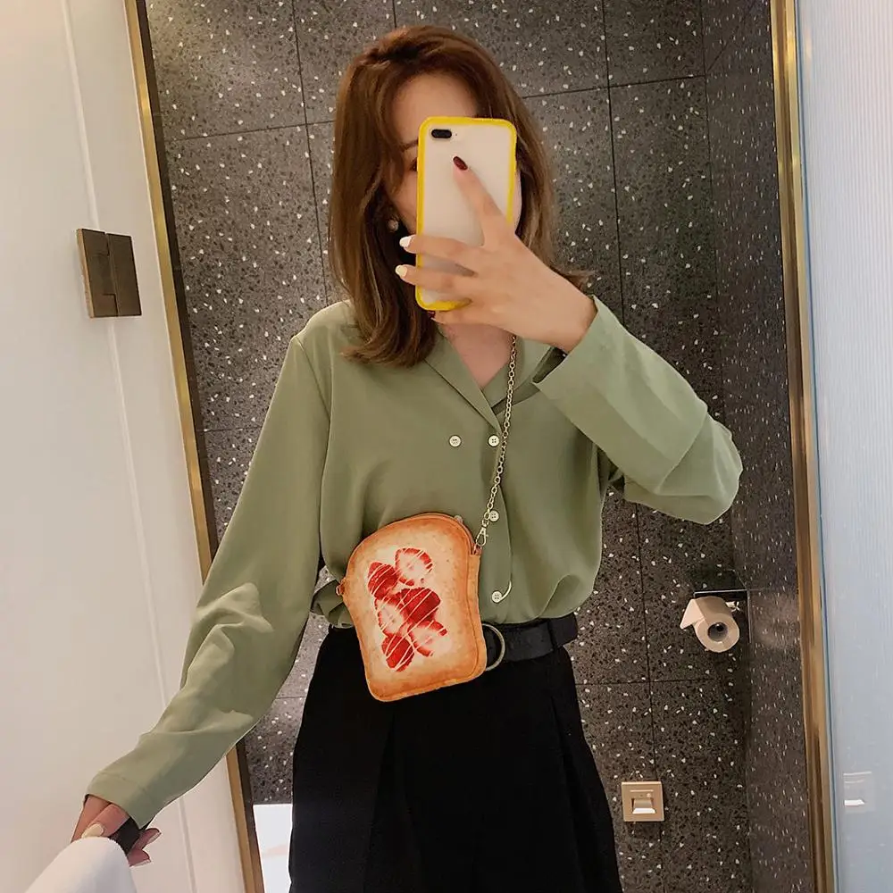 Милый Тост Хлеб Форма яйцо клубника узор сумка через плечо французский тост хлеб