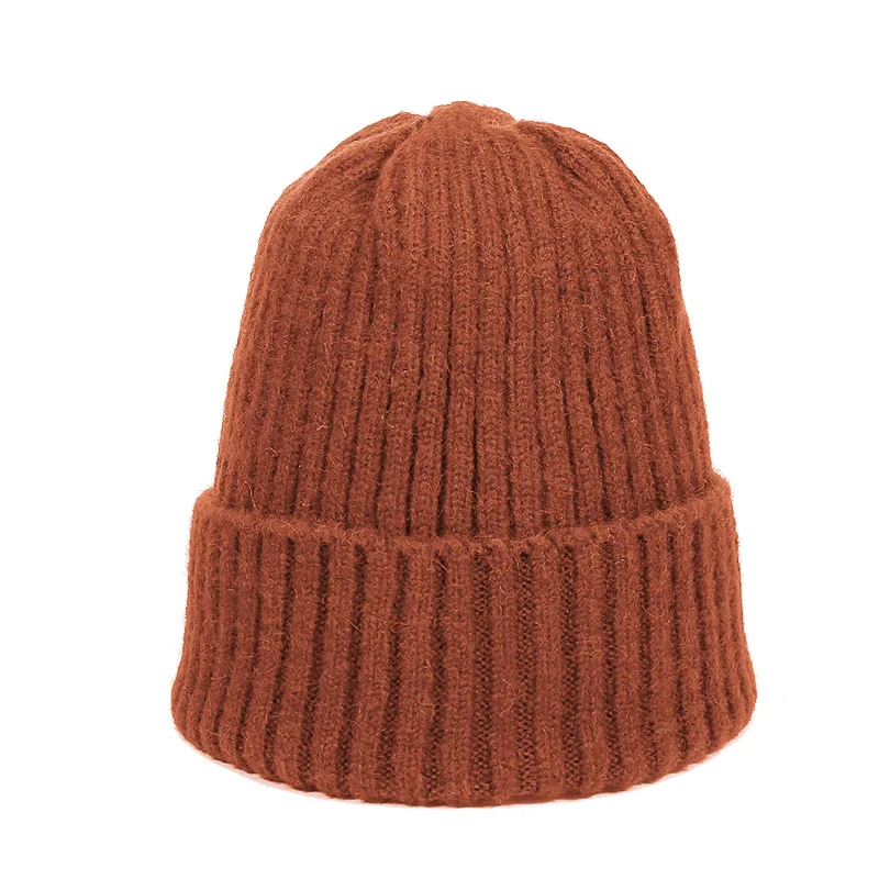 Kids Winter Solid Color Wool Knit Beanie Children Fashion Casual Hat Warm Boy Girl Soft Thicken Hedging Cap Slouchy Bonnet Ski - Цвет: F