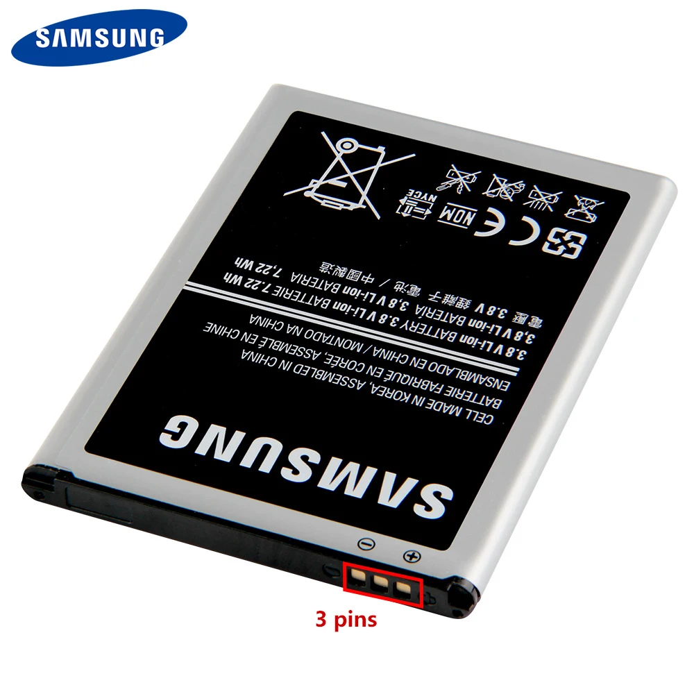 Оригинальный аккумулятор Samsung B500BE B500AE для GALAXY S4 Mini I9190 I9192 I9195 I9198 S4Mini 3 контакта 1900