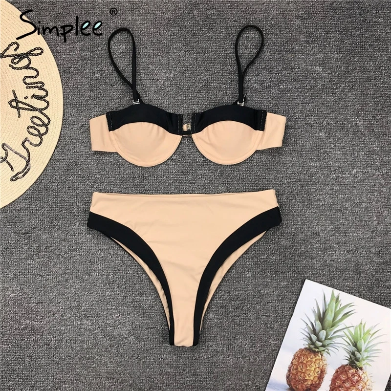SimpleeSexy бикини лоскутное купальники пляжная одежда купальный костюм женщины с