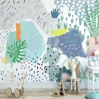 custom nordic fresh plants abstract color geometric wallpaper wall cloth hildrens room cartoon background wall home decor mural
