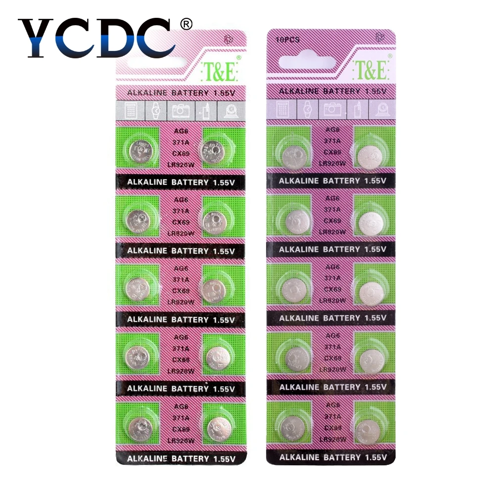10 шт. YCDC 11 большая акция батарея для кнопок часов ag6 371 d371 605 sr920sw sr69 щелочная
