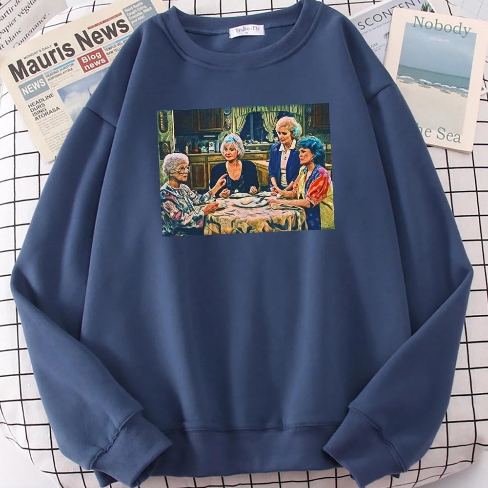 

Golden Girls Nostalgia Printing Sweatshirt Men's Street Crewneck Hooded Hipster Oversize Hoodies Hip Hop Soft Womens Clothes