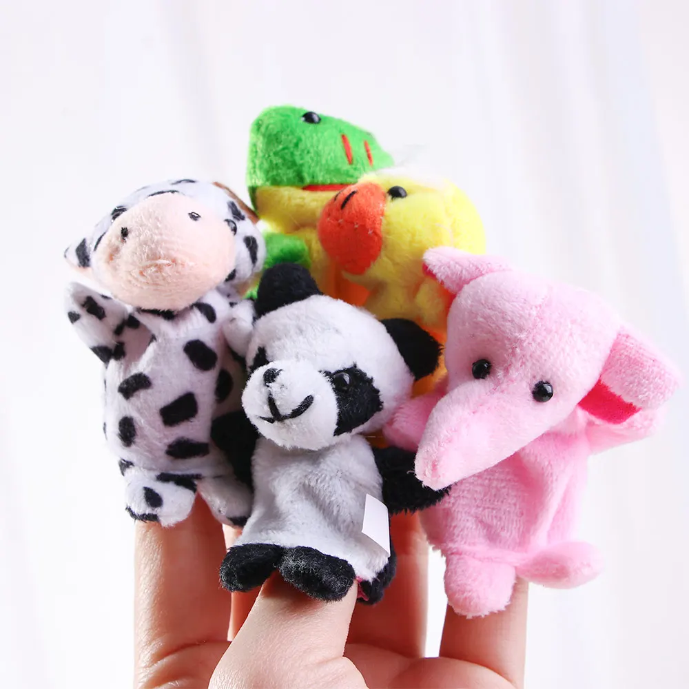 10 шт. милые семейные пальчиковые куклы с мультяшными животными мягкие игрушки