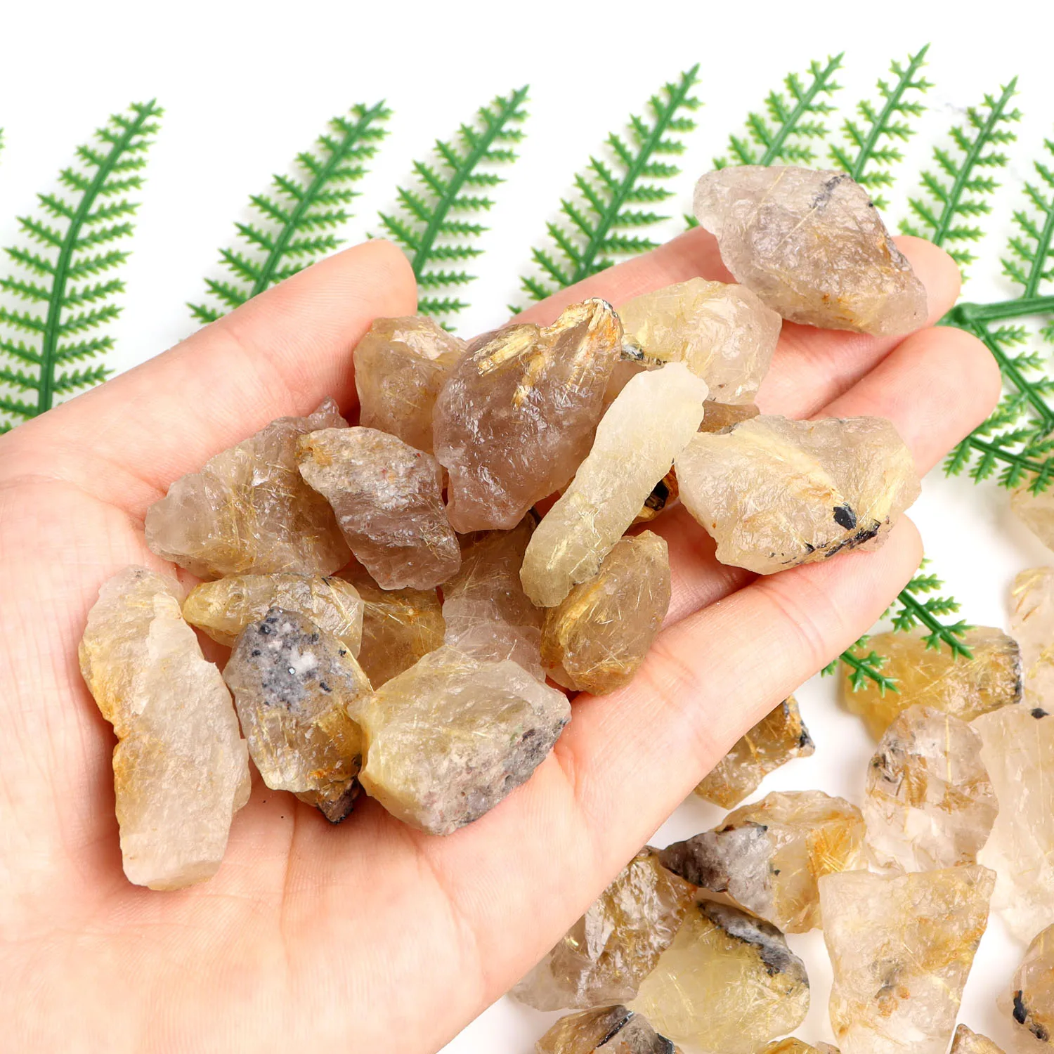 Натуральный рутилированный Кристалл 30 г золотой камень для волос минеральный