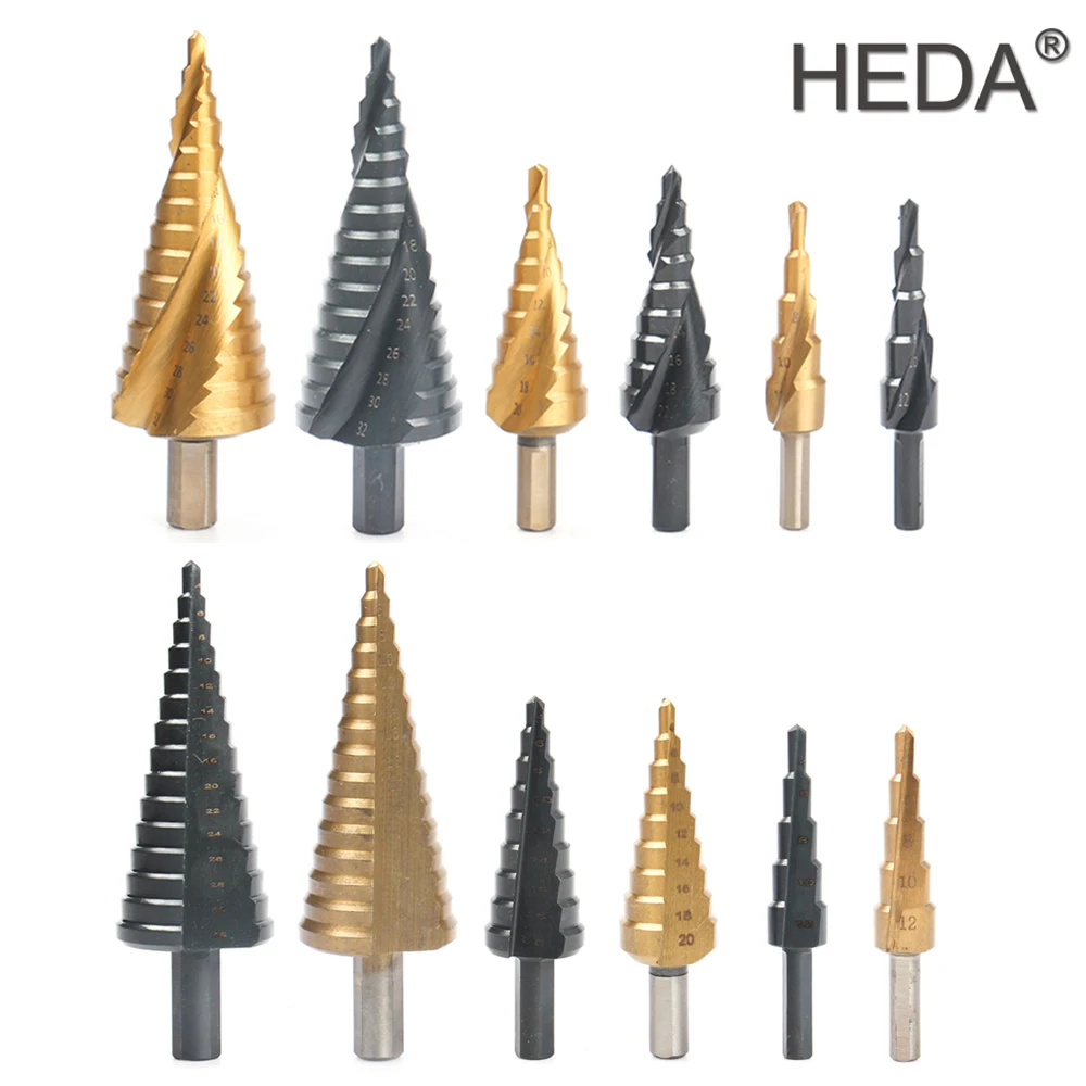 Набор ступенчатых Сверл из быстрорежущей стали, 4-32 мм, 5/9/15 шагов, 3 шт.