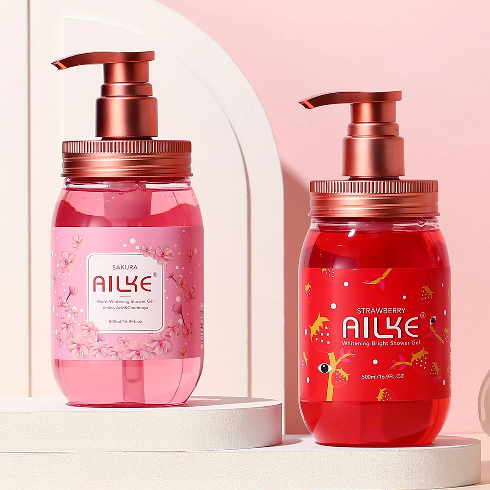 

AILKE Shower gel Shampoo women Clean Whitening Scrub flowers Exfoliating Moisturizing smooth gel douche bath foam femal