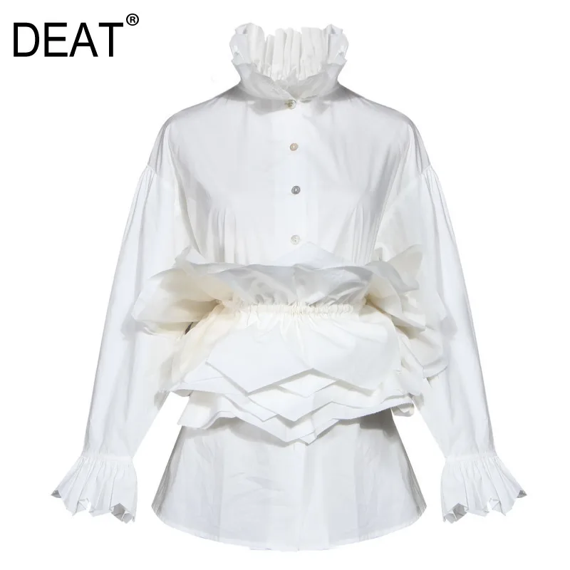 DEAT/Новинка 2020 года сезон весна лето однобортная рубашка с высоким воротником и