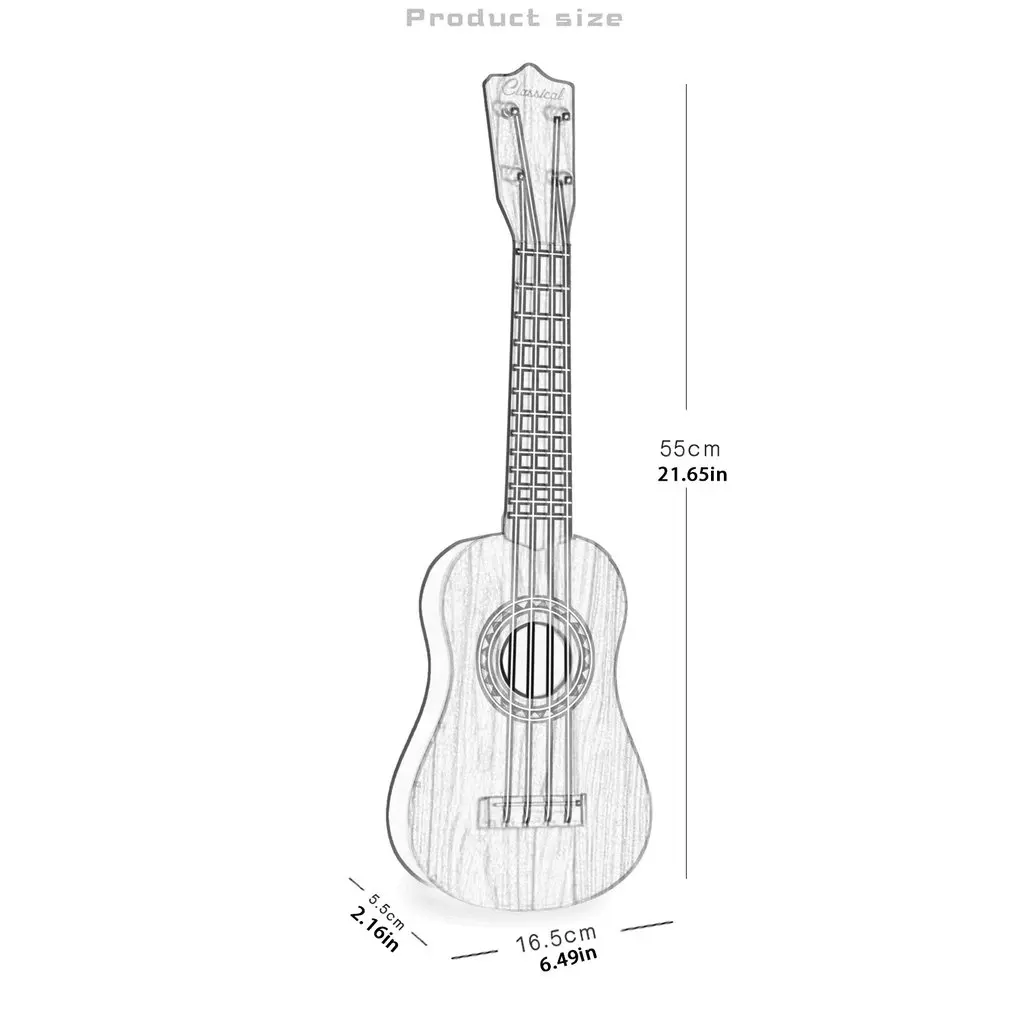 Укулеле 21 дюйм Имитация древесины 4 струны Uke Bass струнный музыкальный инструмент