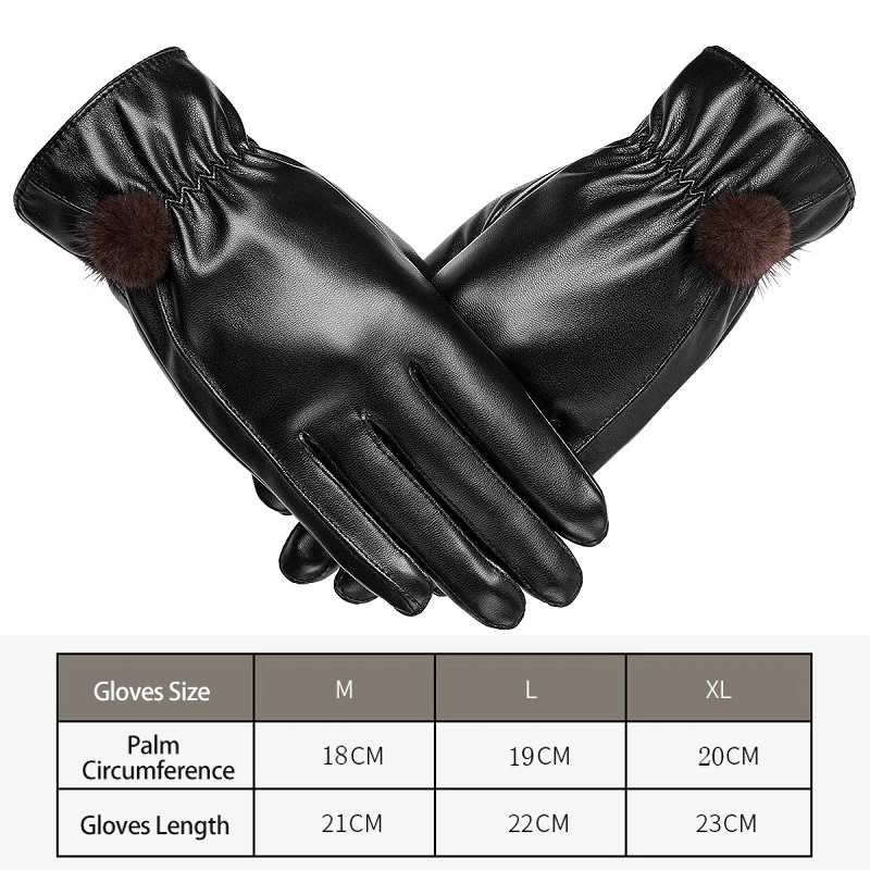 

BISON DENIM New Women PU Leather Gloves Soft Thicken Warm Gloves Winter Autumn Ladies Fashion Brand Touch Screen Gloves S020