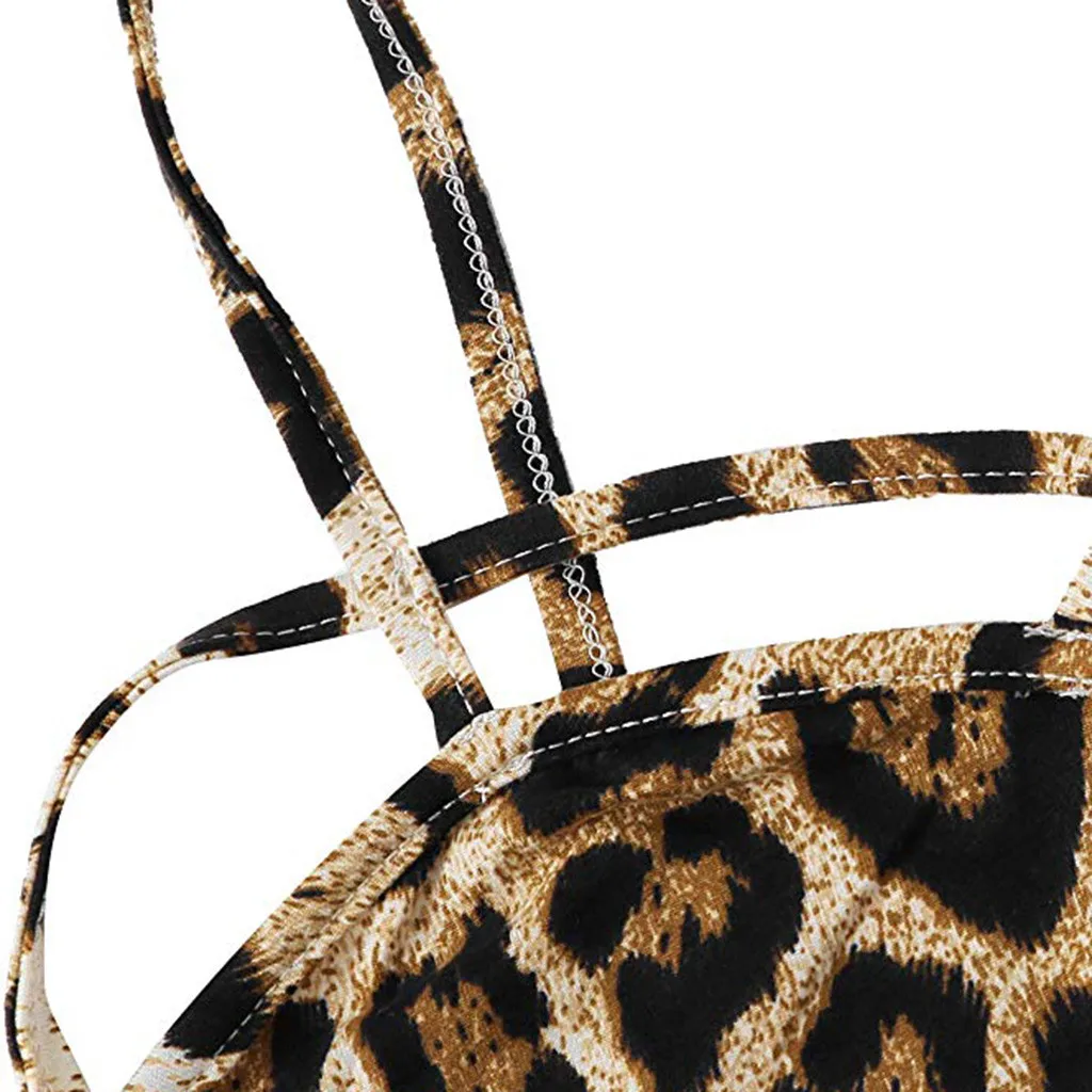 Сексуальные женские летние пляжные майки с леопардовым принтом майка лямкой