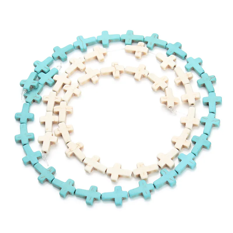 

Apx 24-38pcs/strand Cross Loose Spacer Beads Turquoises Beads Nature Stone Beads For Jewelry Making Accessories For Bracelet